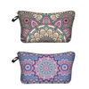 NORMAK Cosmetic Pouch, Mandala Pattern, Beige/Blue, Cute, Just the Right Size, Cosmetic Pouch, Small Items, Cosmetic Bag (Blue Mandala Pattern)