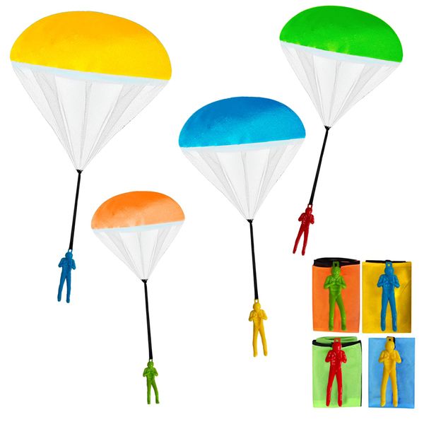 IQ Toys Parachute Toys for Kids, 4 Pcs Tangle Free Throwing Parachute Toy for Outdoor Play, Army Men Paratrooper Flying Toy, Hand Throw Parachute Men Toy for Kids Party Favor