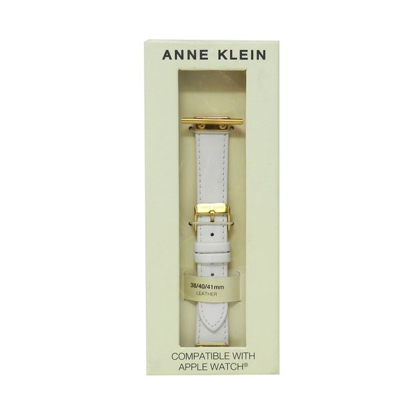 Anne Klein Fashion Leather Band For Apple Watch White/Gold 38/40/41MM