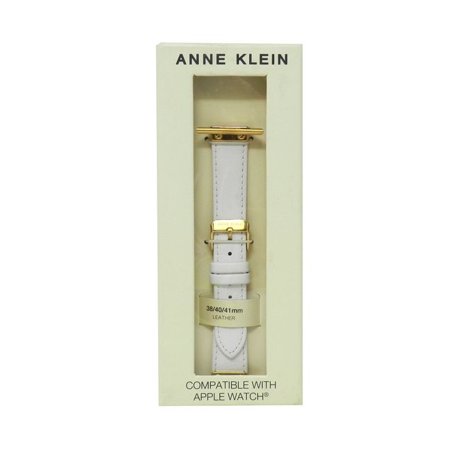 Anne Klein Fashion Leather Band For Apple Watch White/Gold 38/40/41MM