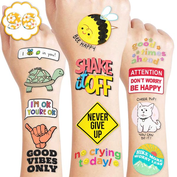 Motivational Quotes Temporary Tattoos Stickers Inspirational for Women Adults Teens Student Kids 96PCS Tattoo Birthday Party Supplies Favors Decorations School Classroom Prizes Rewards Gifts Ideal