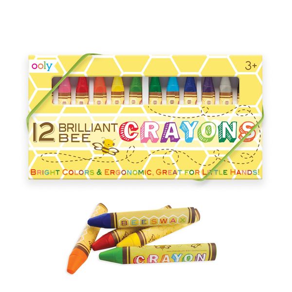 Ooly, Brilliant Bee Crayons, Bright and Vivid Triangular Crayon - Set of 12