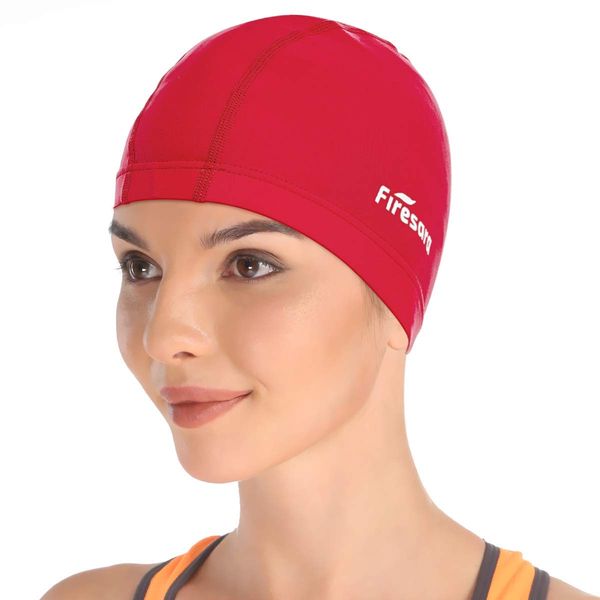 Firesara Fabric Swim Cap, High Elasticity Swimming Cap Keeps Hair Clean Breathable Fit Both Long Hair Short Hair, Swim Caps Woman Girls Men Kids One Size Hat