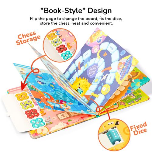 Mideer 6-in-1 Magnetic Board Game Set, Portable Board Game Book, Beginner Classic Board Games Chess Set for Kids, Travel Road Trip Game for Ages 3 4 5 6 - Museum Adventure