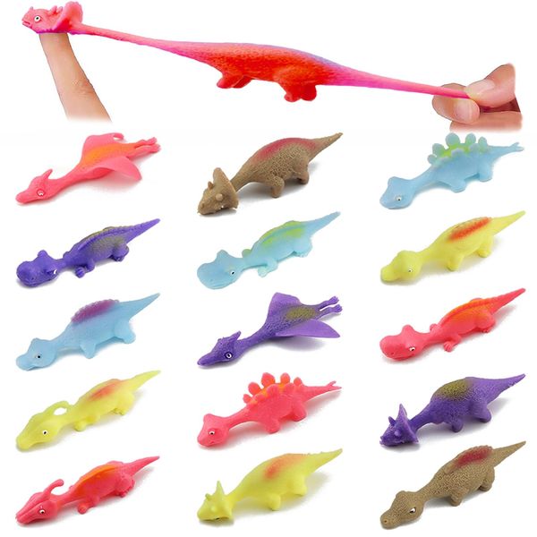 15 Pcs Slingshot Dinosaur Finger Toys, Catapult Toys as Fun as Slingshot Chicken, Cute Shapes, More Colors, Great for Flying Games and Party Favors.