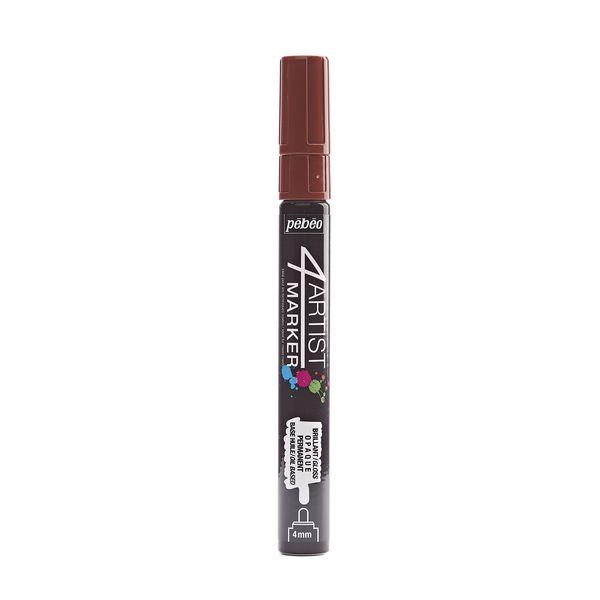 Pebeo 119 4Artist Opaque Oil Based Paint Markers, 0.2 inch (4 mm) Round Tip, Brown