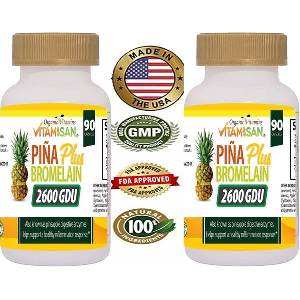 2600 GDU Bromelain 180 Capsule 100mg from Pineapple Digestive Supplement Pill VB