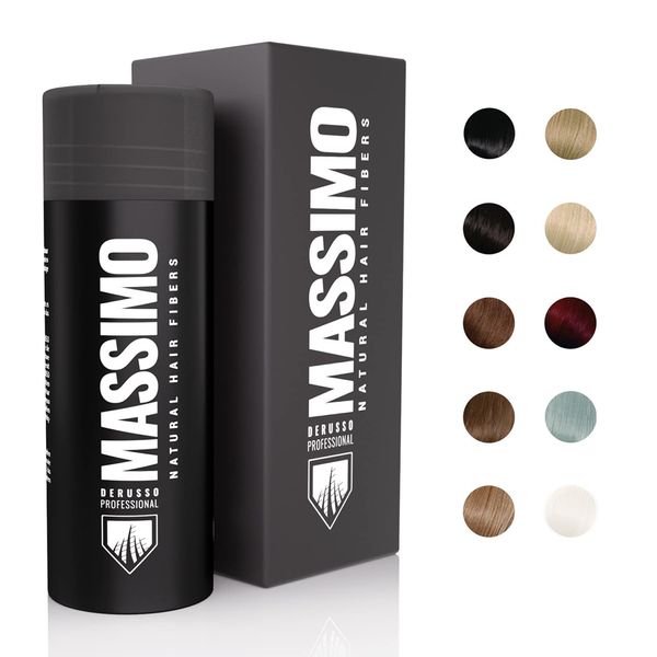MASSIMO Derusso Professional 25 g Scattered Hair, Pouring Hair (Medium Brown) Hair Fibres for Hair Thickening and Concealing Hair Loss, Secret Hair Corners, Light Hair - 100% Natural