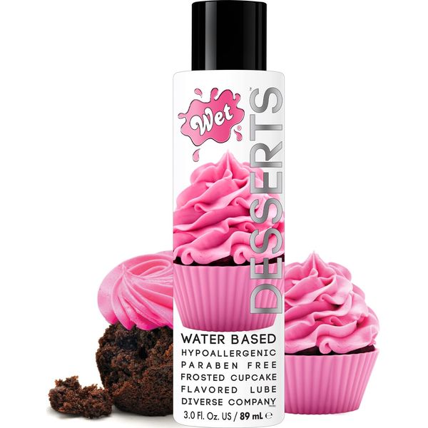 Wet Desserts Frosted Cupcake Flavored Edible Lube, Premium Personal Lubricant, 3 Ounce, for Men, Women and Couples, Ideal for Foreplay, Paraben Free, Gluten Free, Stain Free