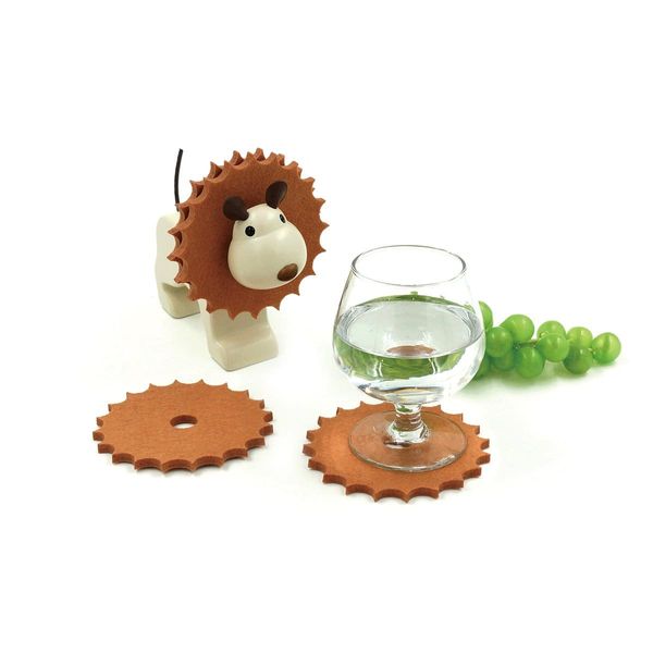 Wooden Coaster Holder Lion