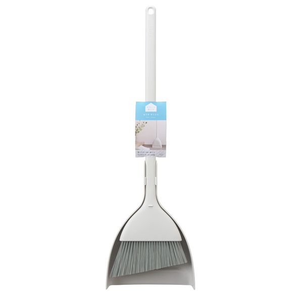 Marna W628W Broom and Dustpan Set, White / Long Handle / Freestanding, Clean Living, Stylish, Broom (Entryway / Outdoor / Veranda / Cleaning)