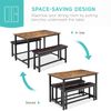 🚜3 Piece Kitchen Table Set Dining Table and Chairs for 2 Metal and Wood Rustic