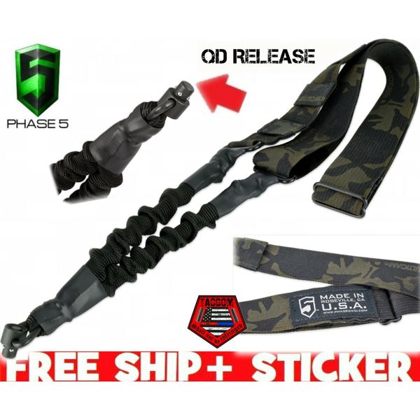 Phase 5 SINGLE POINT BUNGEE SLING QD CONNECT MULTI CAM BLACK  USA with MOLLE