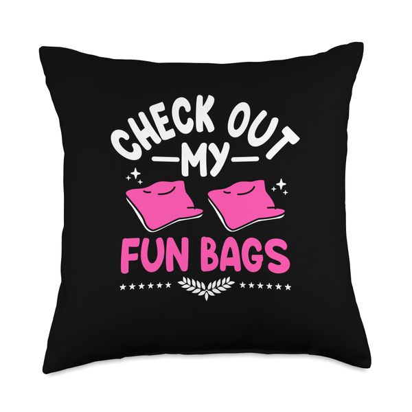Check Out My Fun Bags Cornhole Corn Toss Bean Bag Throw Pillow