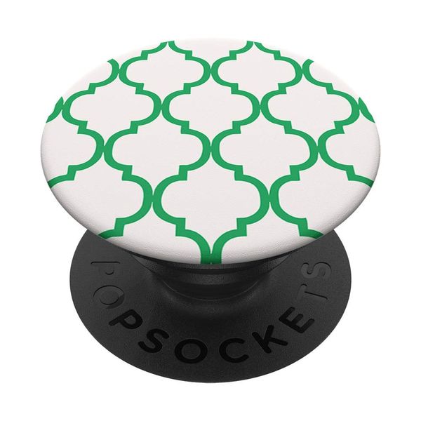 Arabesque Pattern Bright Green & Cream AEW295 PopSockets PopGrip: Swappable Grip for Phones & Tablets