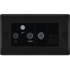British General NFB68 Nexus Metal Triplex TV/FM/Sat Socket + Return & Tel. - Black Insert - Matt Black