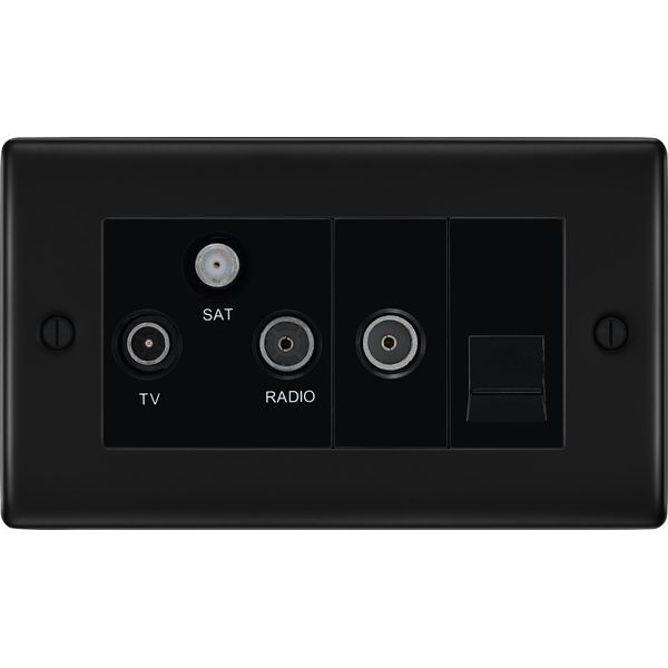 British General NFB68 Nexus Metal Triplex TV/FM/Sat Socket + Return & Tel. - Black Insert - Matt Black