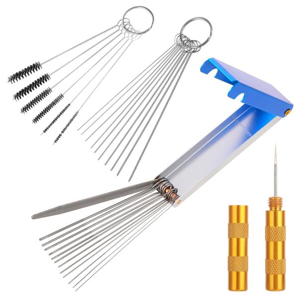 Carburetor Cleaning Kit Carburetors Carbon Dirt Jet Remove Cleaner - Stainless Steel 13 Cleaning Wires Set + 6 Nylon Brushes + 10 Cleaning Needles + 1 Sharp Pick