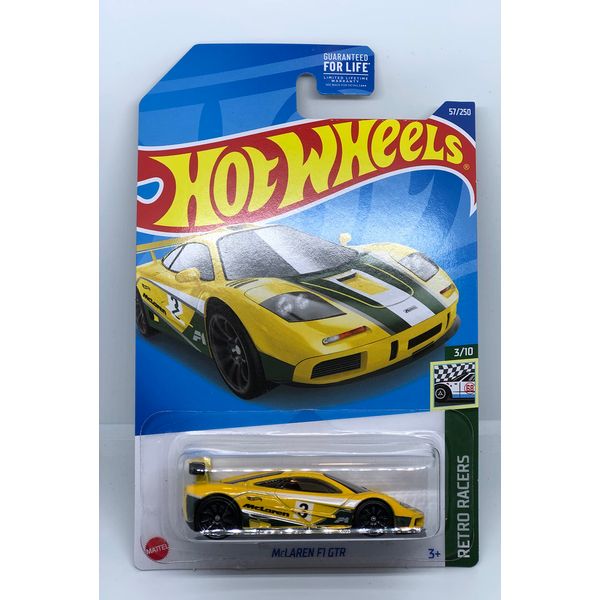 Hot Wheels 2022 - McLAREN F1 GTR - Kroger Exclusive Yellow - Retro Racers 3/10-57/250 - Mint/NrMint - Ships Bubble Wrapped in a Box