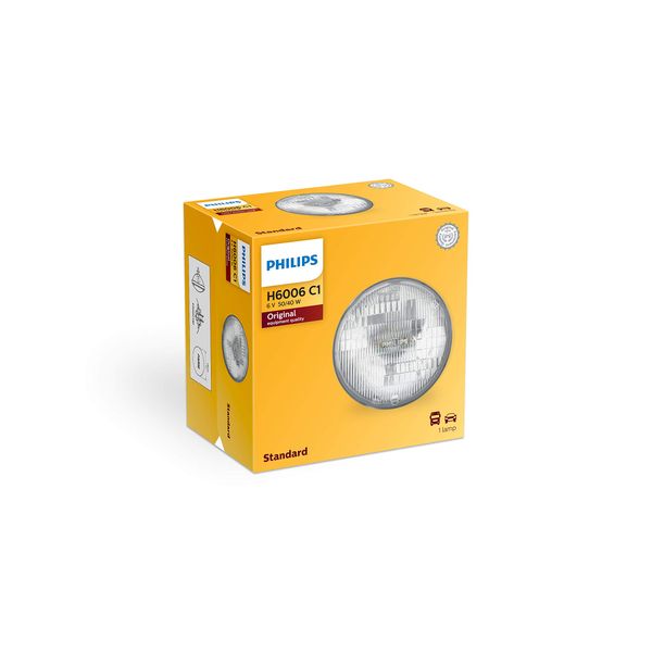 Philips H6006C1 Standard Halogen Sealed Beam headlamp, 1 Pack