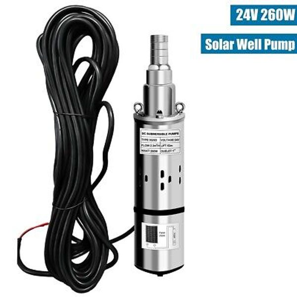 3'' DC 24V Solar Deep Well Pump Water Pump 1200L/H Stainless Steel Submersible