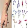 COKTAK 12 Sheets Watercolor Purple Violet Lavender Temporary Tattoos For Women Tiny Wild Plant Sweet Pea Morning Glory Flowers Fake Tattoos Temporary For Girl Kids Hand Face Ankle Neck Tatoos Stickers