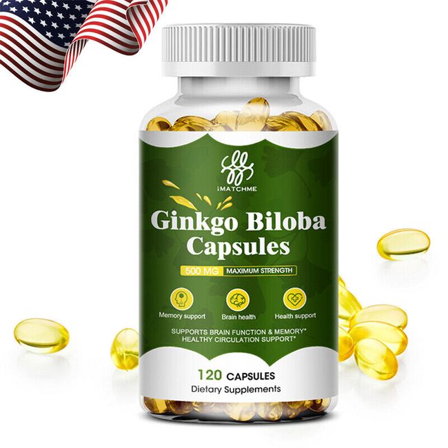 Ginkgo Biloba Capsules 500mg - Memory Mental Focus Brain Boosting Supplements