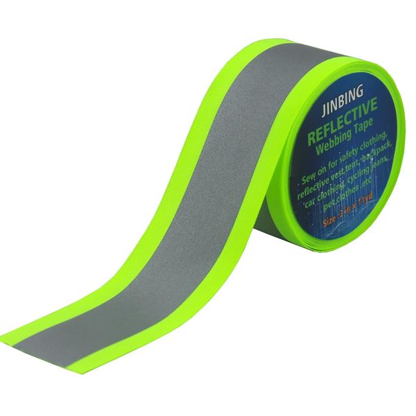 JINBING Silver Sew On Reflective Tape for Chothing Safety Fabric Webbing Trim Strip Green 5cm x 3 cm x 10m