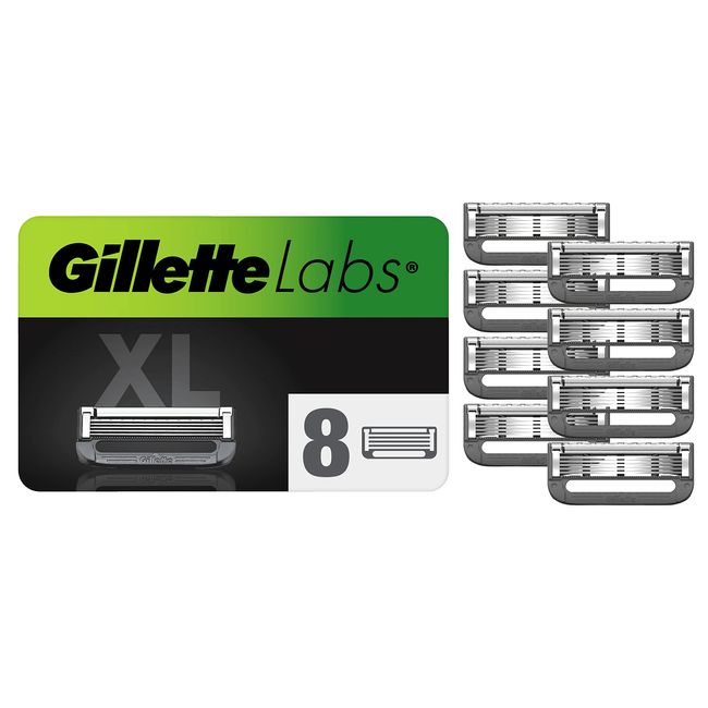 Gillette Labs with Exfoliating Bar and Heated Razor Blades, 8 Refills