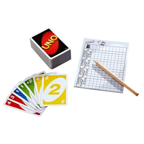 Mattel Games UNO Deluxe Card Game for with 112 Card Deck, Scoring Pad and Pencil, Kid Teen & Adult Game Night for 2 to 10 Players, Makes a Great Gift for 7 Year Olds and Up
