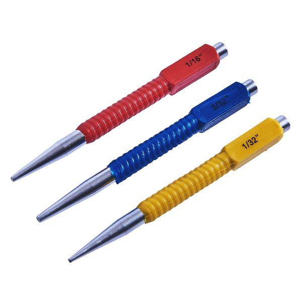 Amtech H0815 3 Piece Colour Coded Nail Punch Set
