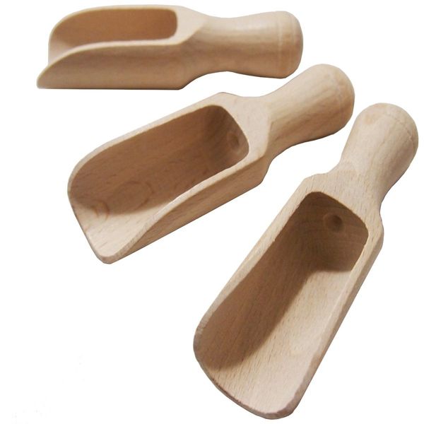 efo Small Wooden Scoop Set 3pcs - Multipurpose Wooden Spoons - Wood Salt and Spice Scoops – Rustic Bath Salt Scoop - Wooden Seed Scoop - Small Size 3 x 8cm (C2)