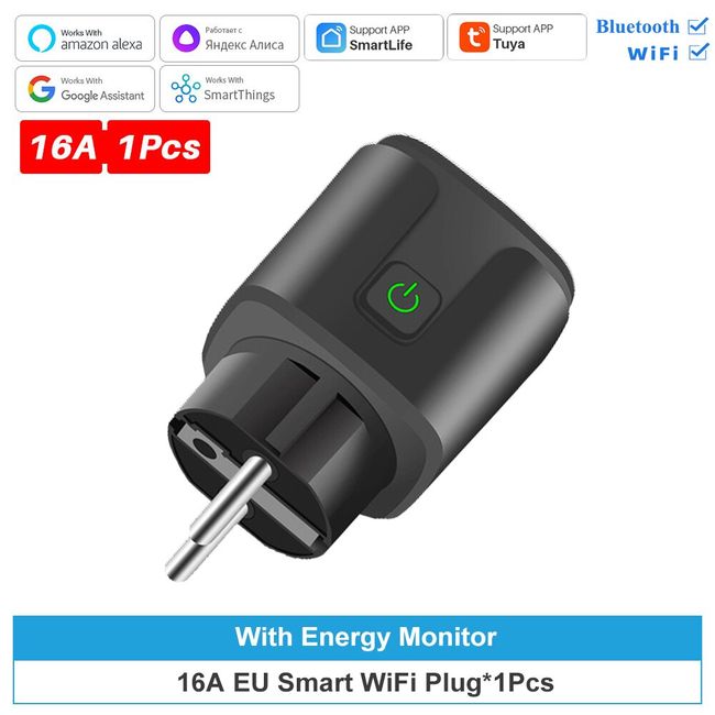 Tuya 16A 20A EU Smart Socket WiFi Smart Plug With Power