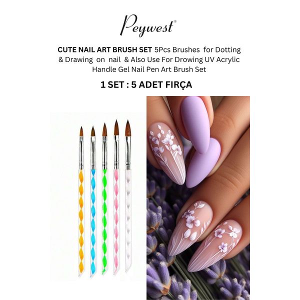 5'li Acrylic Nail Art Brush Set Professional Fırça Seti