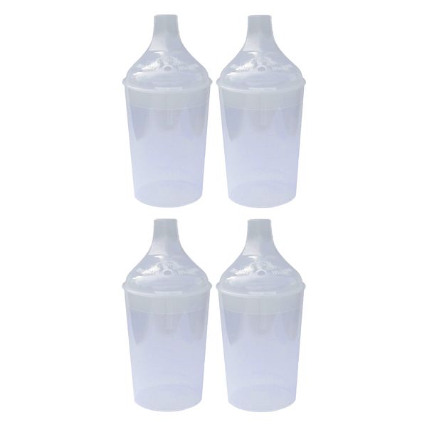 Lizzyoftheflowers 4 Pack - Clear Wide Spout Feeding Beakers with Graduated Measurements and Controllable Flow Lid - Autoclavable, Microwave Safe and Spill-Proof