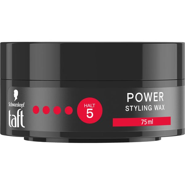 Schwarzkopf TAFT Styling Wax Power (75ml), Haarwax für bis zu 48 Stunden Kraft-Halt, schonend für Haar und Kopfhaut, veganes, Styling-Wax