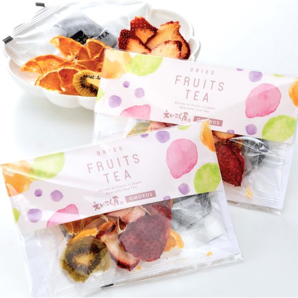 Eikokuya Omoros Dried Fruit Tea Set [Tea Gift] Strawberry, Mandarin Oranges, Kiwi, Blueberry (Simple Packaging, 6 Pieces)