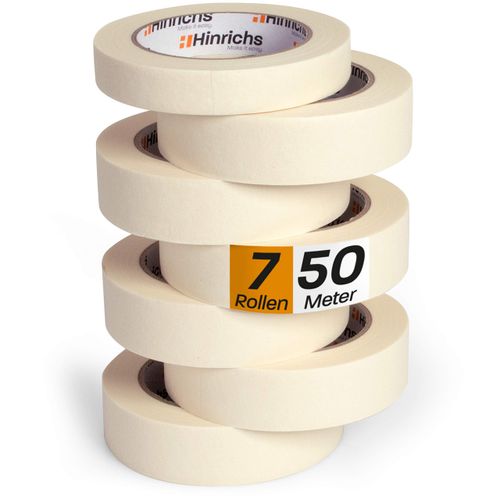 Hinrichs 7 x Masking Tape for Painting - 6 Rolls of Painting Tape 50m x 30mm plus 1 Roll of 50m x 20mm - Decorating Tape - Paint Tape for Painting Tape Masking - Masking Tapes