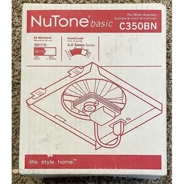 New NIB Nutone Basic C350BN Fan Motor Assembly 50 CFM Air Movement 4.0 Sones