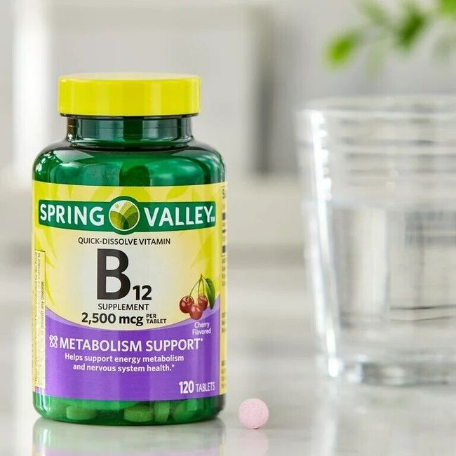 Spring Valley B12 Quick-Dissolve 120 Tablets Dietary Supplement, Cherry Flavor