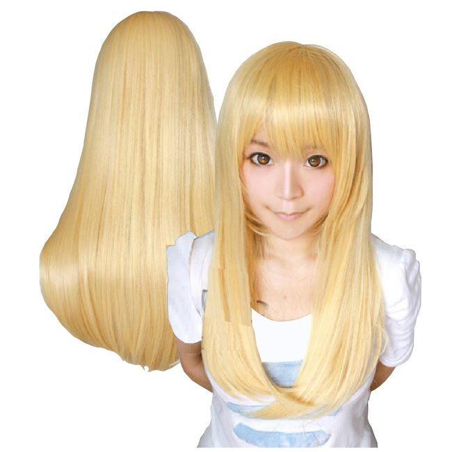 Cosplay Wig Color Straight Semi-Long 23.6 inches (60 cm), Heat Resistant (Straight, 23.6 inches (60 cm), Gold)