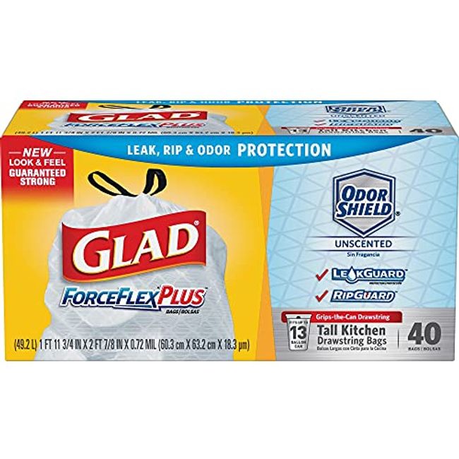 Glad OdorShield Small Trash Bags, Gain Original & Febreze, 4 Gal, 26 Count  (Pack of 6) (Package May Vary)