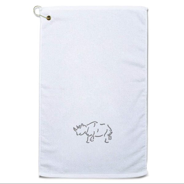 Style In Print Golf Towel Rhino Outline Cotton Bag Accessories White