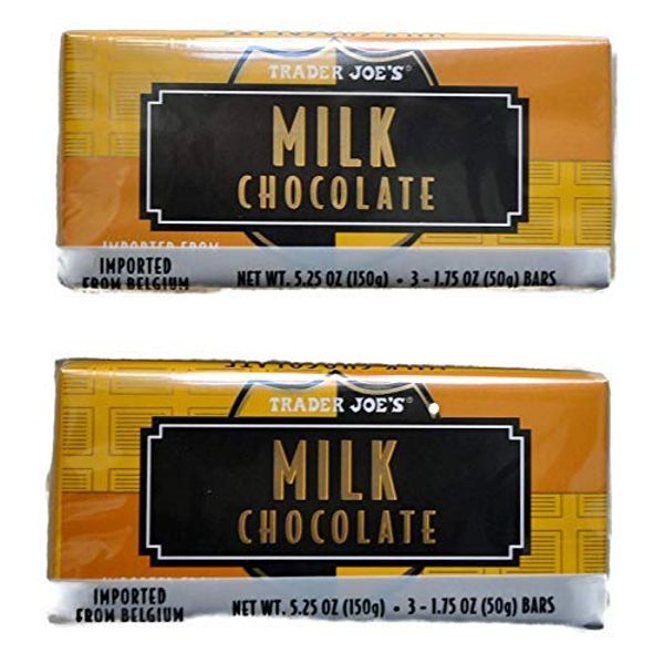 Trader Joe's Belgian Milk Chocolate Bars, 1.75 oz (2 Packs of 3)-SET OF 3