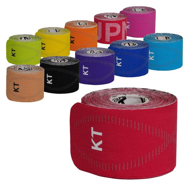 KT Tape KTPR20/RRPRO20 Kinesiology Tape (Elastic Release Paper), Rage Red Precut 2.0 x 9.8 inches (5 x 25 cm), Pack of 20, No Scissors Required, Compatible with All Areas, One Size Fits Most