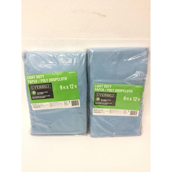 2x NEW EVERBILT 1003 804 426 Light Duty Paper Poly Dropcloth , FREE SHIPPING