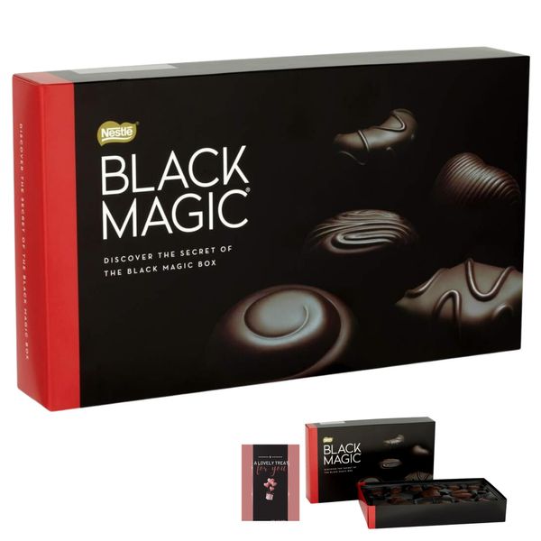 Nestle Black Magic Chocolates Dark Chocolate Gift Box Truffles 348g&Card - Christmas, Congratulations, Get Well Soon, Thank You, Last Minute Gifts For Mum & Dad, Birthday Gifts For Kids, Men & Women