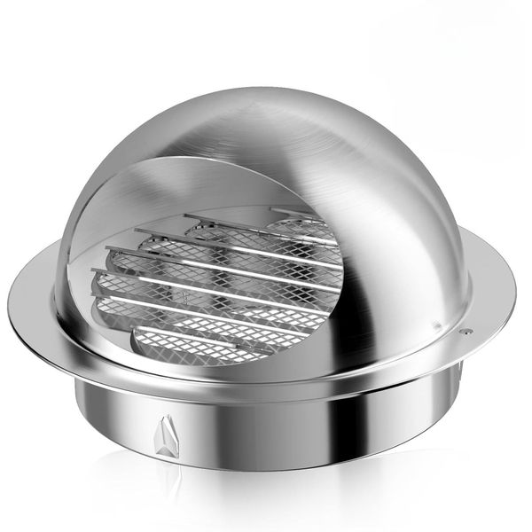 Ventilation Cover, HG Power 6 inch Air Vent Grille Cover 304 Stainless Steel Round Ventilation Extractor Outlet, Built-in Screen Mesh (ø150mm)