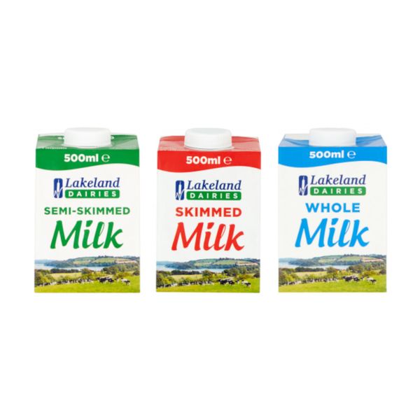 Lakeland Dairies Long Life Milk | Custom Case of 12x500ml | Choose From 3 Flavours & Receive 4 of Each Choice