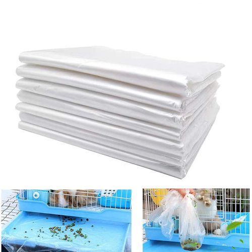 kathson 100 pcs Rabbit Cage Liners Disposable Large Plastic Mat Films for Bunny Guinea Pigs Chinchillas Rats Hamsters Hedgehogs and Other Small Animals 37"×27"